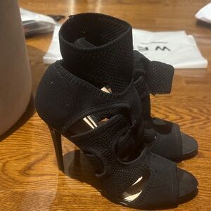 Zara Black Knit Women's Heels